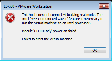 vmware workstation cpu error
